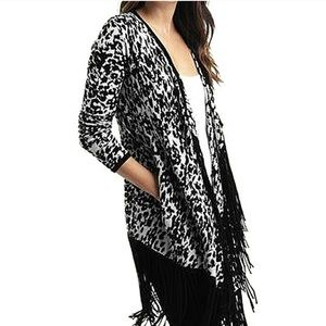 Ella Moss Black/White Fringe Cardigan Size S